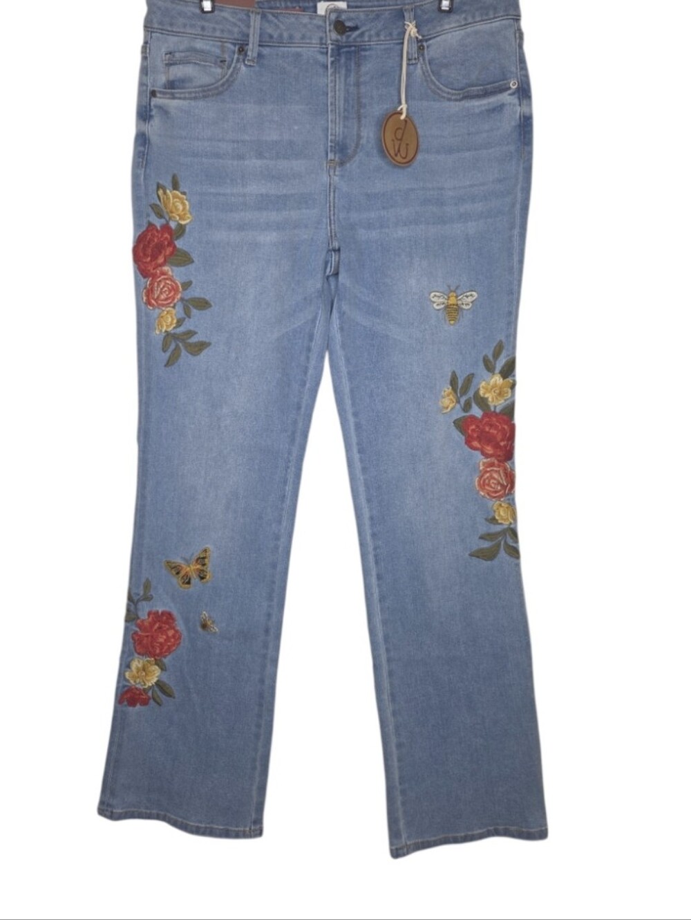 Driftwood Kylee Butterflies Bees Roses High Rise Bootcut Denim Jeans 14 NWT